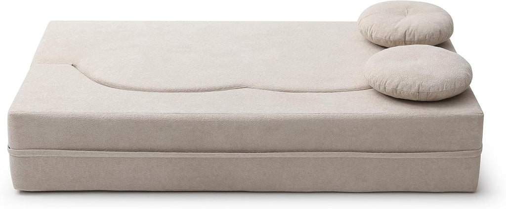 75" Convertible Folding Sofa Bed, 2-in-1 Full Size Floor Boneless Couch Bed, Loveseat sleeper Couch, Memory Foam Floor Sofa Sleeper SofaBed, Small couches for small spaces, No Assembly (Khaki)