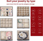 BOOVO Jewelry Box For women, 6 Layer Large Jewelry Organizer With Mirror, Multi-Function Storage Box With Lock, Accessory Holder With 5 Drawers, For Earrings Necklace Ring Bracelet (Black)