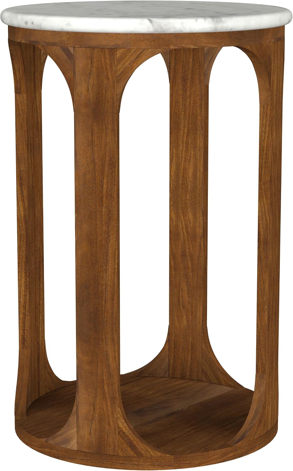 Coaster Home Furnishings Berkeley Round Marble Top Side Table White and Brown