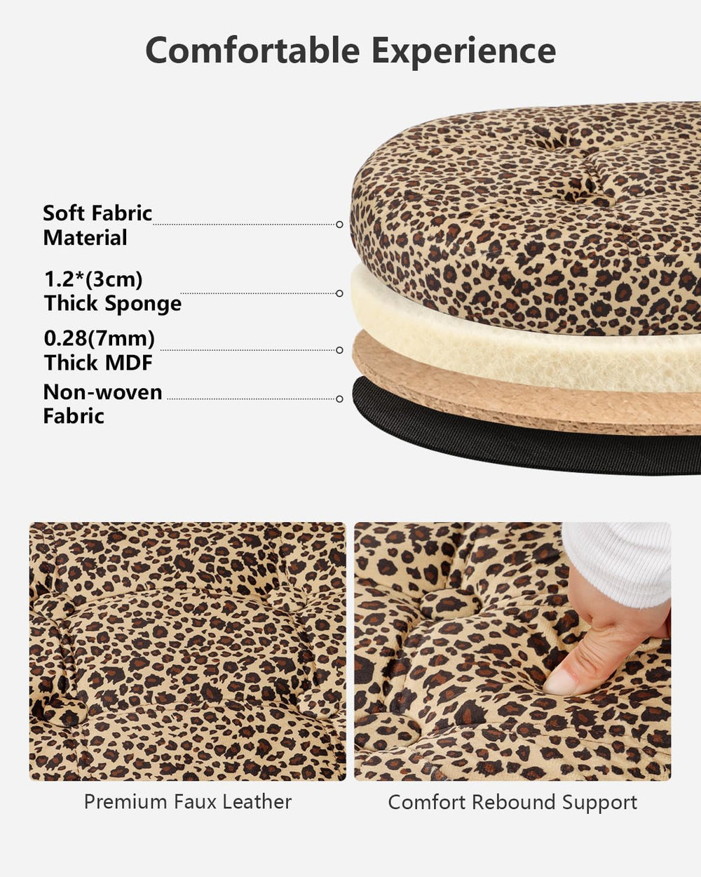 AmasSmile Oval Ottoman Storage Bench,34" Leather Folding Chest,Leopard |...
