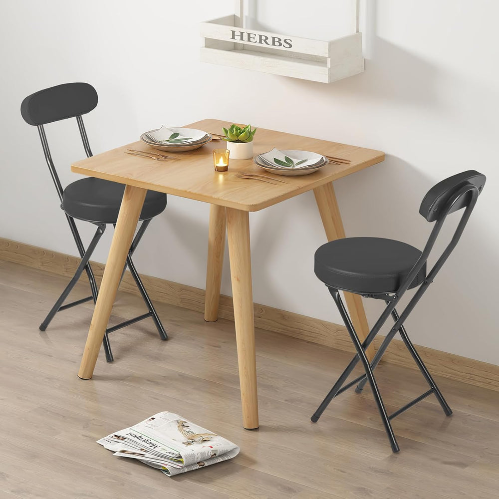 Cushioned Padded Folding Stools, Folding Bar Stool with Backrest, 220lb Capac...