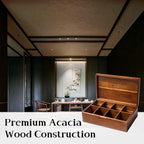 Acacia Wooden Tea Bag Organizer with Magnetic Lid, 8 Compartments Wooden Tea Box Organizer,Tea Bags Storage Organizer for Tea Bags & Beverage Supplies.