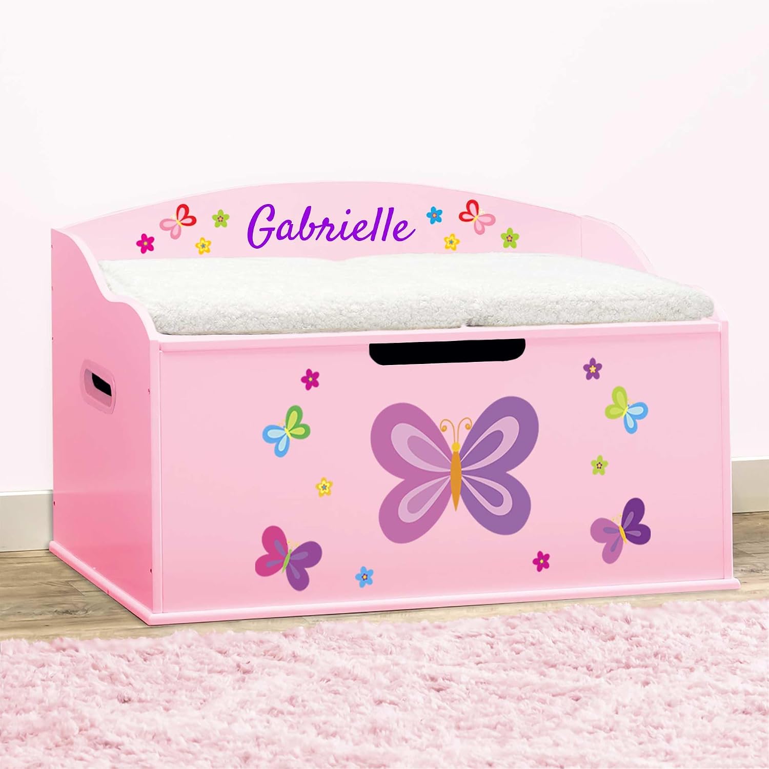 DIBSIES Personalized Creative Wonders Toy Box, Princess, 30 x 19.25 x 18 inches, Soft-Close Lid (Pink)