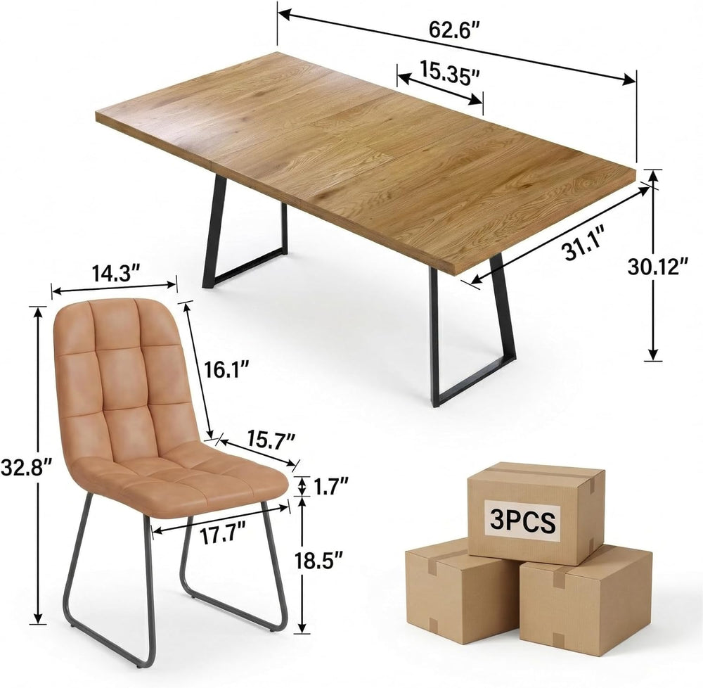 ZckyCine Butterfly Leaf Extendable Dining Table Set 47"-63", Rustic...