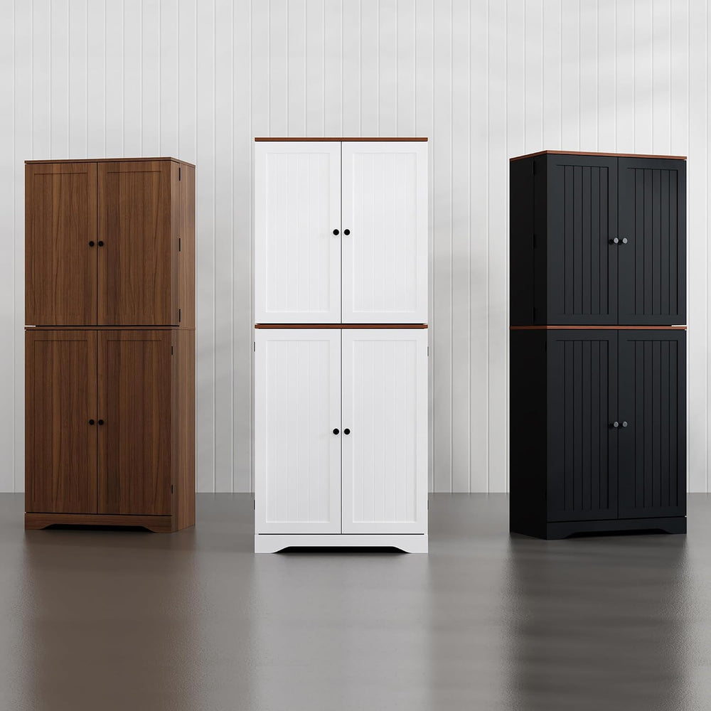 Furnify 72" Tall Kitchen Pantry Cabinet with Door Organizer, White | Far...