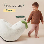 31" Kids Bean Bag Chair, Stuffed Toddler Couch with Faux Rabbit Fur Cover for Teens & Kids, Comfy Lazy Sofa Chair for Reader, Living Room, Bedroom, Aged 4-12 Years Beige