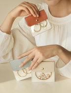 6 Pcs Jewelry Bags Clear Mini Pouch Small Jewelry Pouches for Traveling Leather Portable Travel Jewelry Organizer and Storage Bag for Earrings, Necklace, Beige