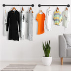 Oroonoko 2PCS 36inch Industrial Pipe Clothes Rack Wall Mount For Hanging Rod Bar for Laundry Room Plant Hanger Indoor Up to Max Load 132lbs Black (36 inch(2 Packs))