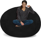 Chill Sack Bean Bag Chair - 5' Giant Memory Foam Lounge Chair with Soft Microfiber Cover – Cozy Furniture for Living Room, Dorm, & Kids' Rooms – Comfortable 5 Ft, Ultrafur Lounge Sofa, Black