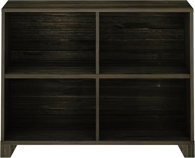 Max & Lily Modern Farmhouse 4-Shelf Bookcase, Solid Wood Bookshelves for Kids Bedroom, Barnwood Brown
