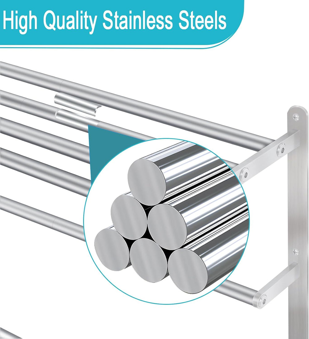 24 inch Towel Racks for Bathroom, VOTZAAQ Towel Shelf with Double Towel Bar, ...