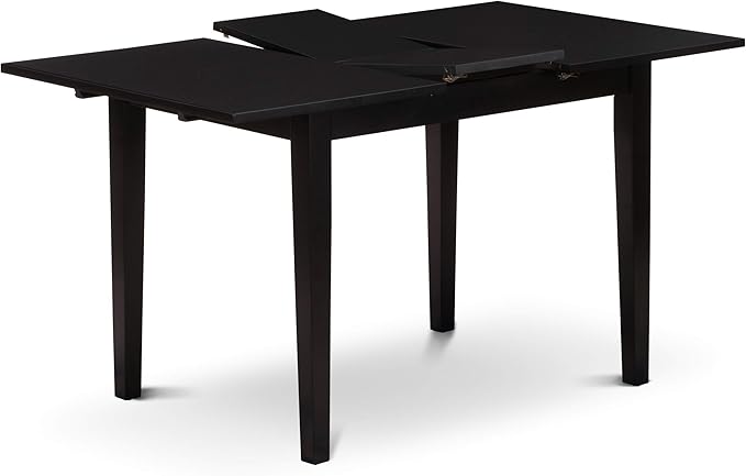 East West Furniture NOCE3-BLK-21 3 Piece Dining Table Set Contains a Rectangle Dining Room Table with Butterfly Leaf and 2 Mineral Blue Linen Fabric Parsons Chairs, 32x54 Inch, Black