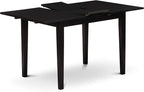 East West Furniture NOCE5-BLK-21 5 Piece Kitchen Table Set for 4 Includes a Rectangle Dining Table with Butterfly Leaf and 4 Mineral Blue Linen Fabric Parsons Chairs, 32x54 Inch, Black