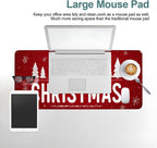 Merry Christmas Gaming Mouse Pad 31.5"x11.8"Desk Mat Anti-Slip Rubber Base & Durable Stitched Edges for Gamers Smooth Mouse Writing Surface for Desk Office/Home
