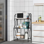 Kitchen Metal Bakers Rack Microwave Oven Stand Kitchens with Storage Three-Tiered Kitchen Organization Shelf Rack, 27" x 13.75" x 48.6",Antique Bronze