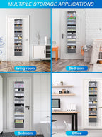 Over the Door Organizers - 5 Shelf Hanging Door Storage with 5 Spacious Pockets, Anti -Tilt 44 lb Load Behind Door Organizer for Bedroom,Nursery,Bathroom,Kitchen,Dorm,Pantry - 1 Pack,Grey