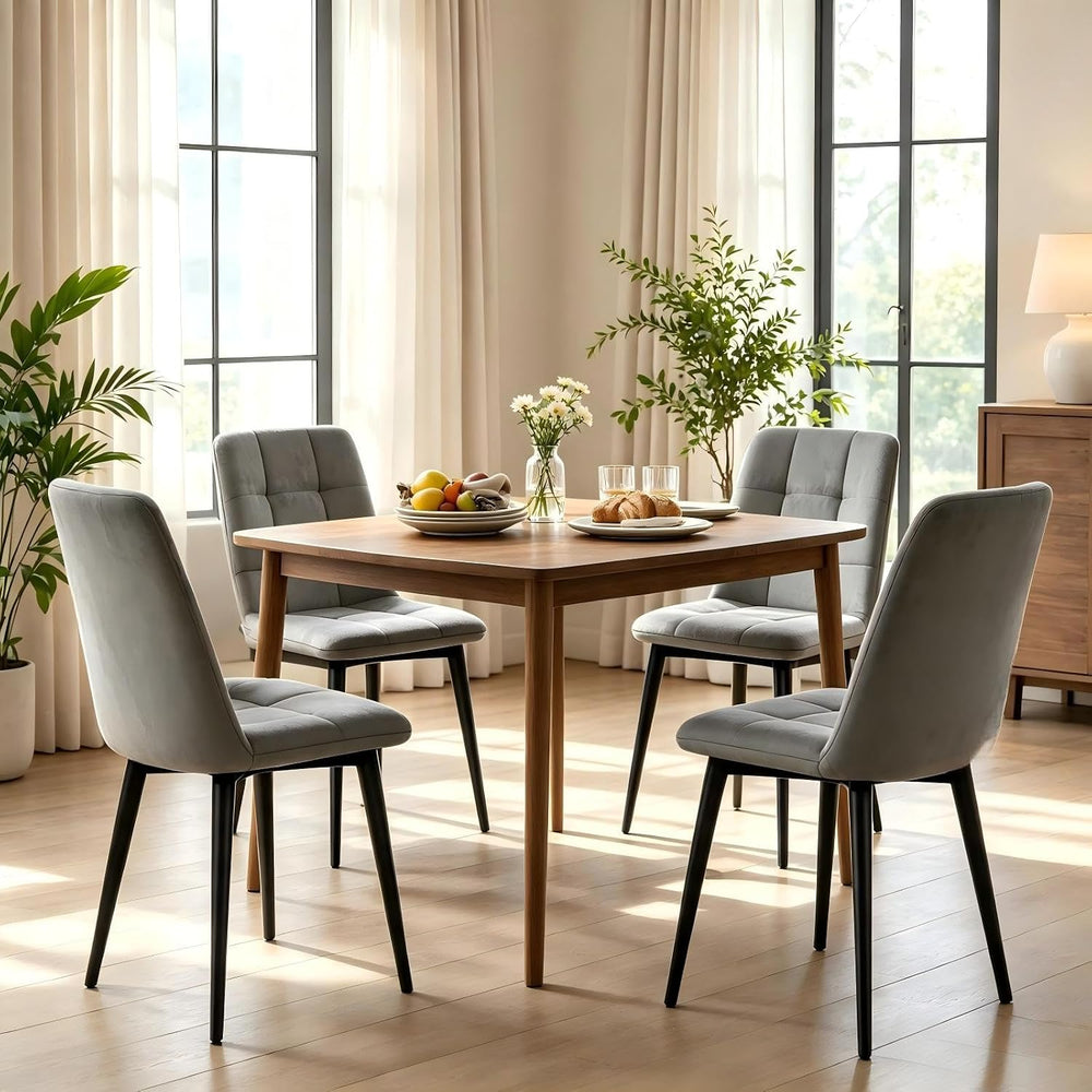Velvet Dining Chairs Set of 4, Mid Century Upholstered Gray Dining Room Chair...