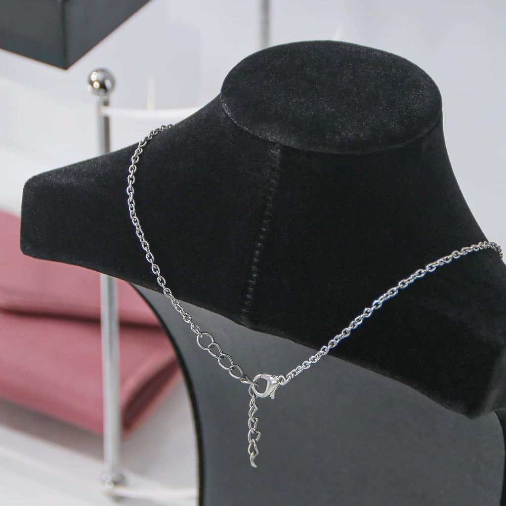 3Pcs Necklace Bust Stand for Selling, Black Velvet Necklace Display Holder, Jewelry Necklace Organizer Rack for Shop Store Exhibition Show (9" Height)