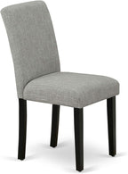 East West Furniture X696AB106-5 5 Piece Modern Dining Table Set Includes a Rectangle Wooden Table with X-Legs and 4 Shitake Linen Fabric Upholstered Parson Chairs, 36x60 Inch, Multi-Color