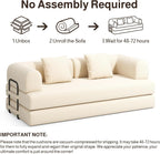 78.8" Convertible Sofa Bed, 5-in-1 Boneless Couch, No Assembly,Cream | Corduroy Boneless Loveseat Sleeper Sofa,Boneless Chair for Living Room,Futon Sleeper Couch with Removable Armrests & Pillows