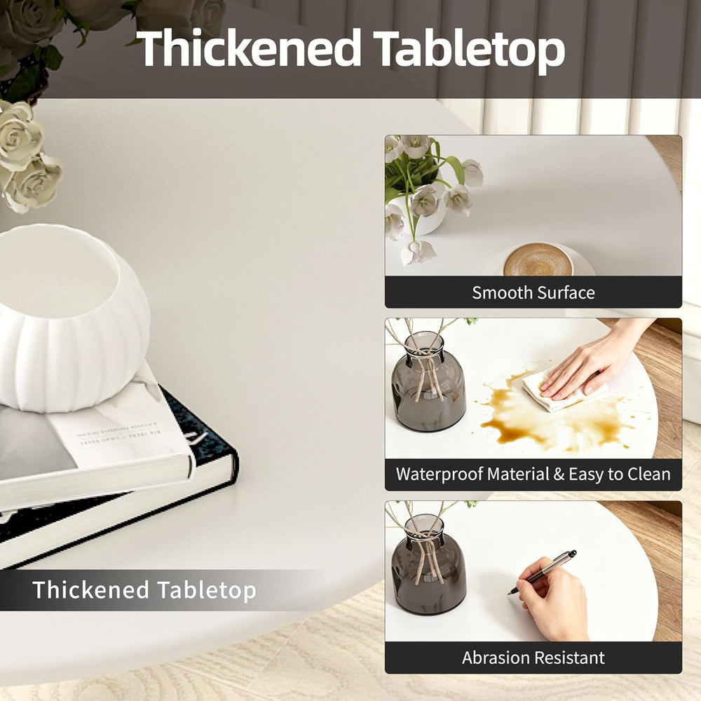 Round Dining Table 24" Circle Tulip Table with Metal Thickened Tabletop ...