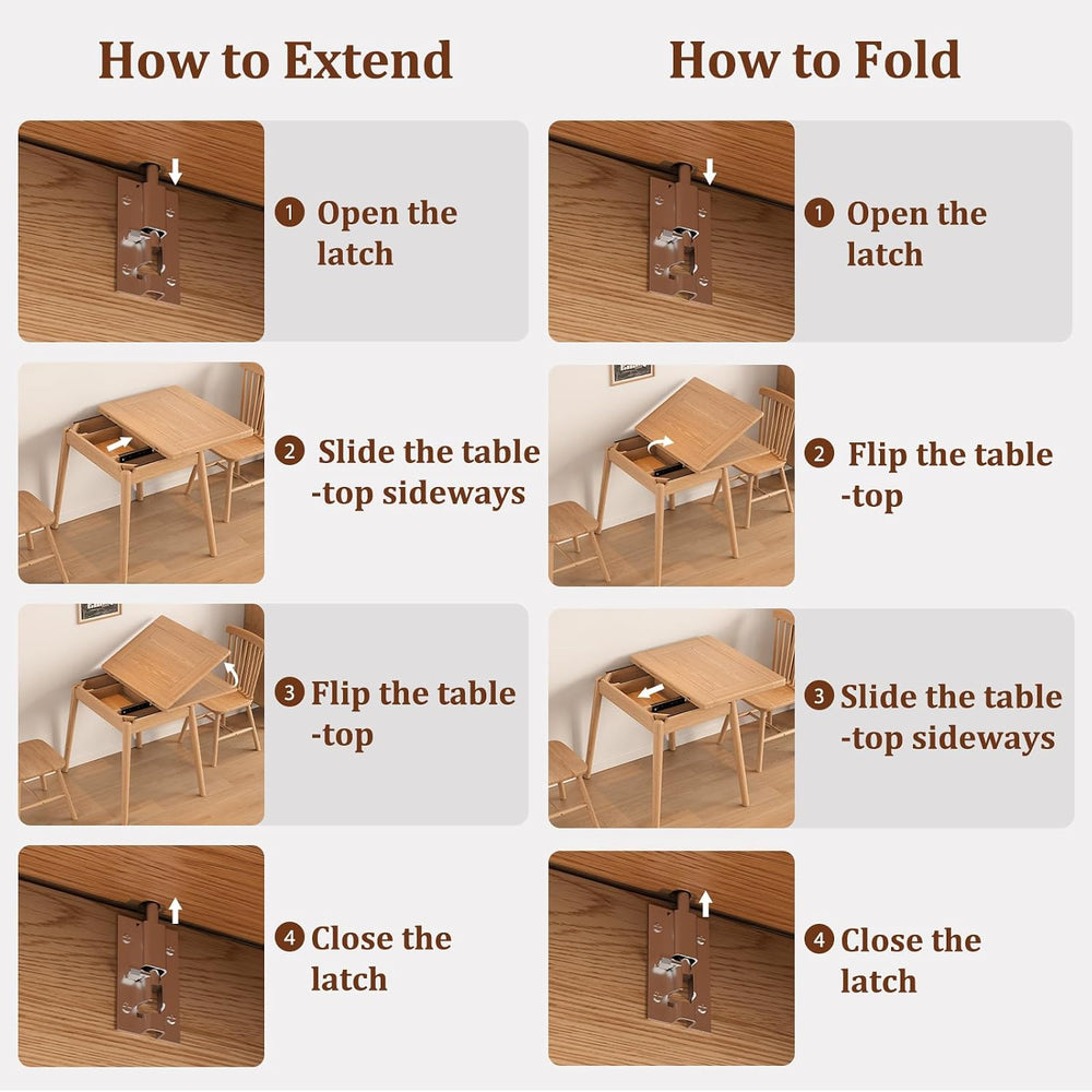 Solid Wood Small Dining Table, 23.6"L-47.2"L Expandable Kitchen Tab...