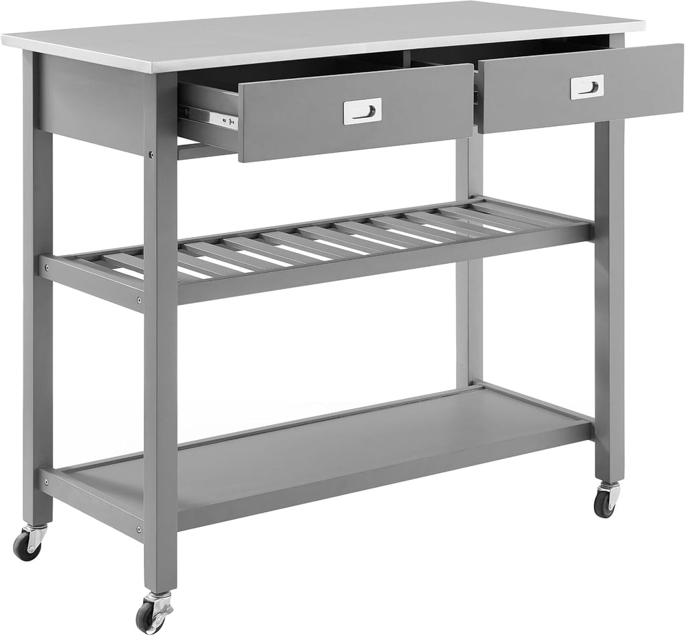 Crosley Furniture Chloe Rolling Kitchen Island | Storage Cart, Microwave Stan...