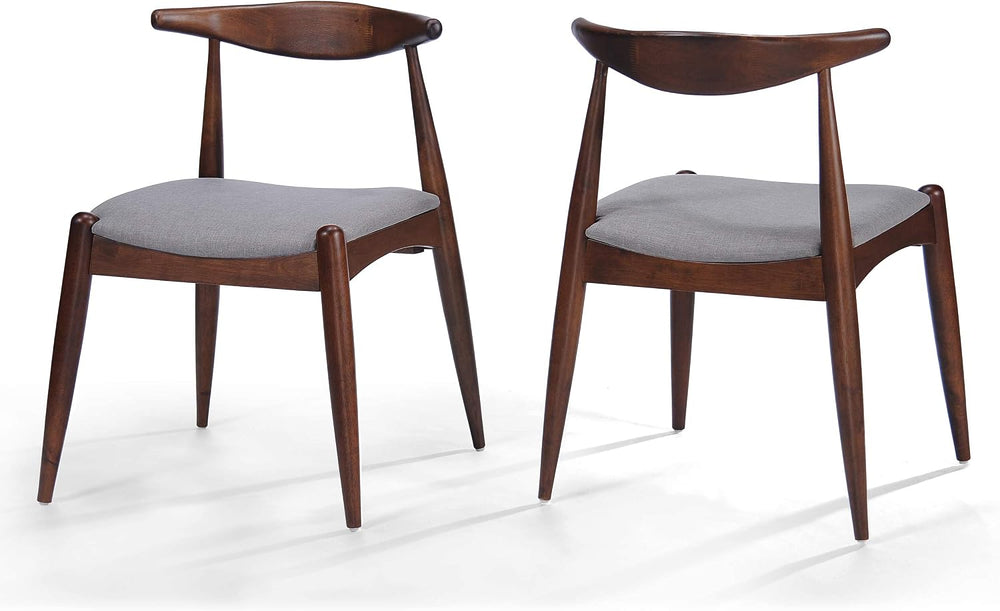 Christopher Knight Home Francie Fabric with Walnut Finish Dining Chairs, 2-Pc...