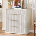 LEYAOYAO Fluted 5 Drawers Dresser for Bedroom, 34" Tall Modern Chest of Drawers with Metal Handle, Curved Profile Design,White Wood Drawer Organizer for Bedroom, Living Room, Hallway, Entryway