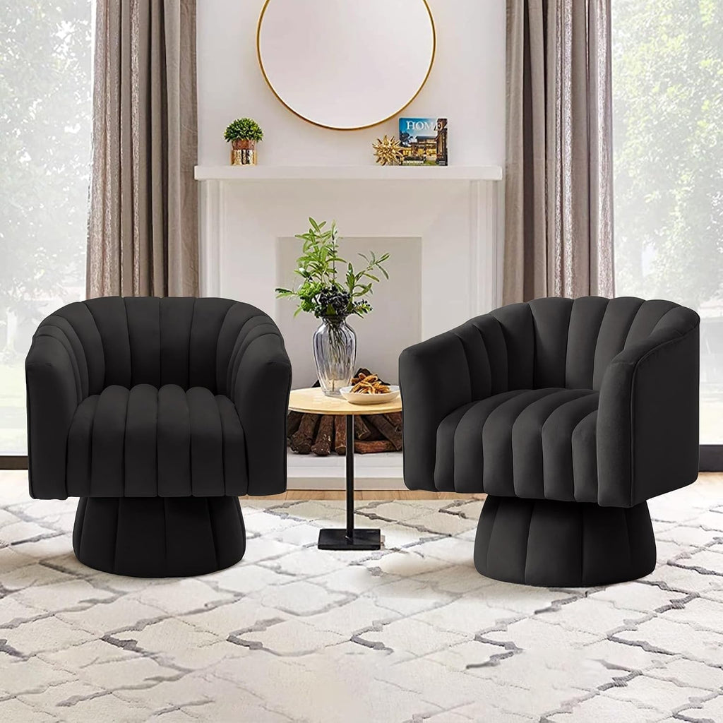YSICK Swivel Accent Chair,360°Swivel Barrel Chairs, Mid-Century Chair with Wide Upholstered, Modern Velvet Fabric, Round Armchair for Living Room, Lounge, Bedroom