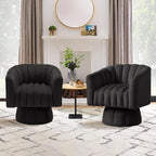 YSICK Swivel Accent Chair,360°Swivel Barrel Chairs, Mid-Century Chair with Wide Upholstered, Modern Velvet Fabric, Round Armchair for Living Room, Lounge, Bedroom