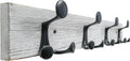 SKOLOO 24-Inch Wood Coat Rack Wall Mount with 4 Triple Hooks - Ideal for Family Entrances, Classrooms, and Pet Supplies Storage - Perfect Coat Hooks for Wall,Distressed White Wash