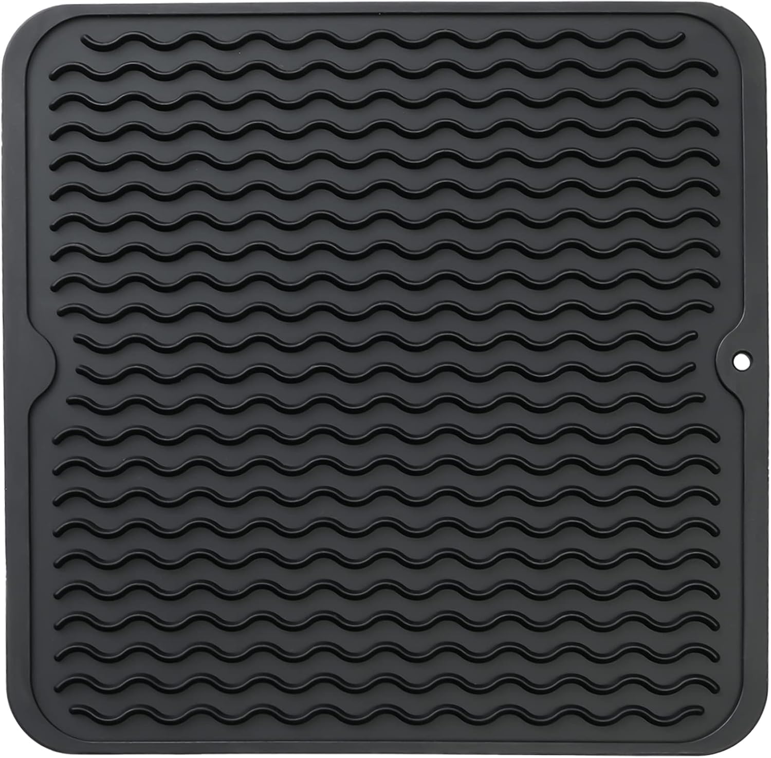 Silicone Dish Drying Mat for Multiple Usage,Easy clean,Eco-friendly,Heat-resistant Silicone Mat for Kitchen Counter or Sink,Refrigerator or Drawer liner Black M 12 inches x 12 inches