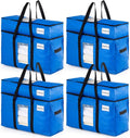 TAILI 2 Tier Extra Large Moving Bags, 4 Pack Blue Heavy Duty Totes for Storage with Visible Window, Wrap Around Handles, Storage Bags for Space Saving, Alternative to Moving Boxes