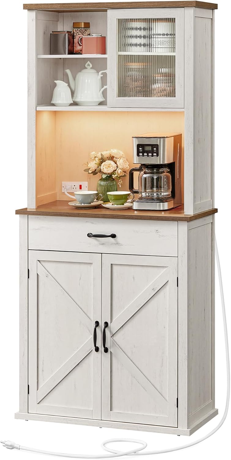 VASAGLE LIRY Collection - 71-Inch Tall Kitchen Pantry Cabinet with Lights and...