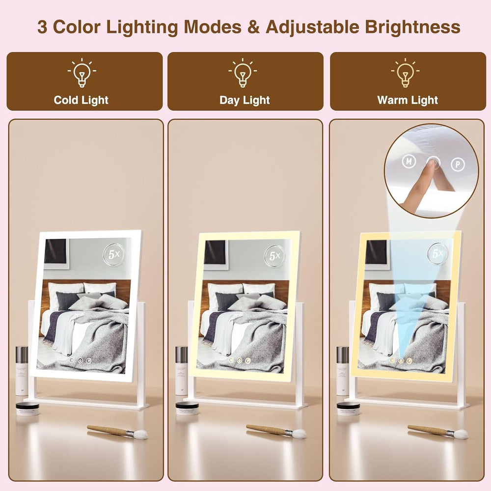 ViKert Vanity Mirror with Lights,Makeup Mirror with 5X Magnification Mirror, ...
