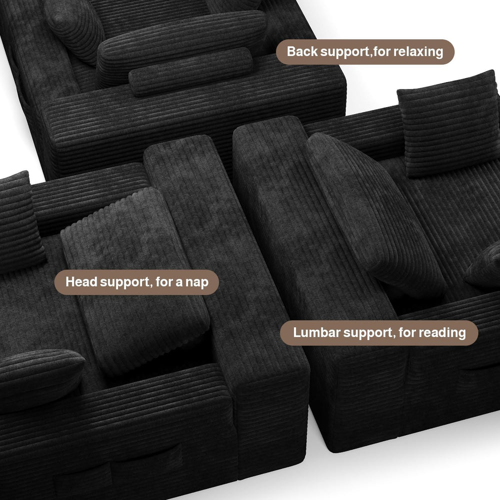 Ahomly 67" Chair, Chaise Lounge Chair Indoor with 3 Pillows, Black | No-...