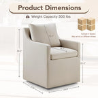 Upholstered Dining Chairs Set of 4, Modern Dining Room Chairs with Casters & Washable Cover, Rolling Accent Chair with Hidden Storage for Kitchen, Farmhouse, Living Room, Flax Beige, 4 Box