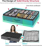 Onlyeasy Sturdy Under Bed Shoe Storage Organizer with Handles and Clear Window Fit 16 to 32 Pairs, Premium Foldable Shoes Container Box for Closet, 37.7x 23.6x 5.9 inch, Cotton-like Black, MXBUBS16P2