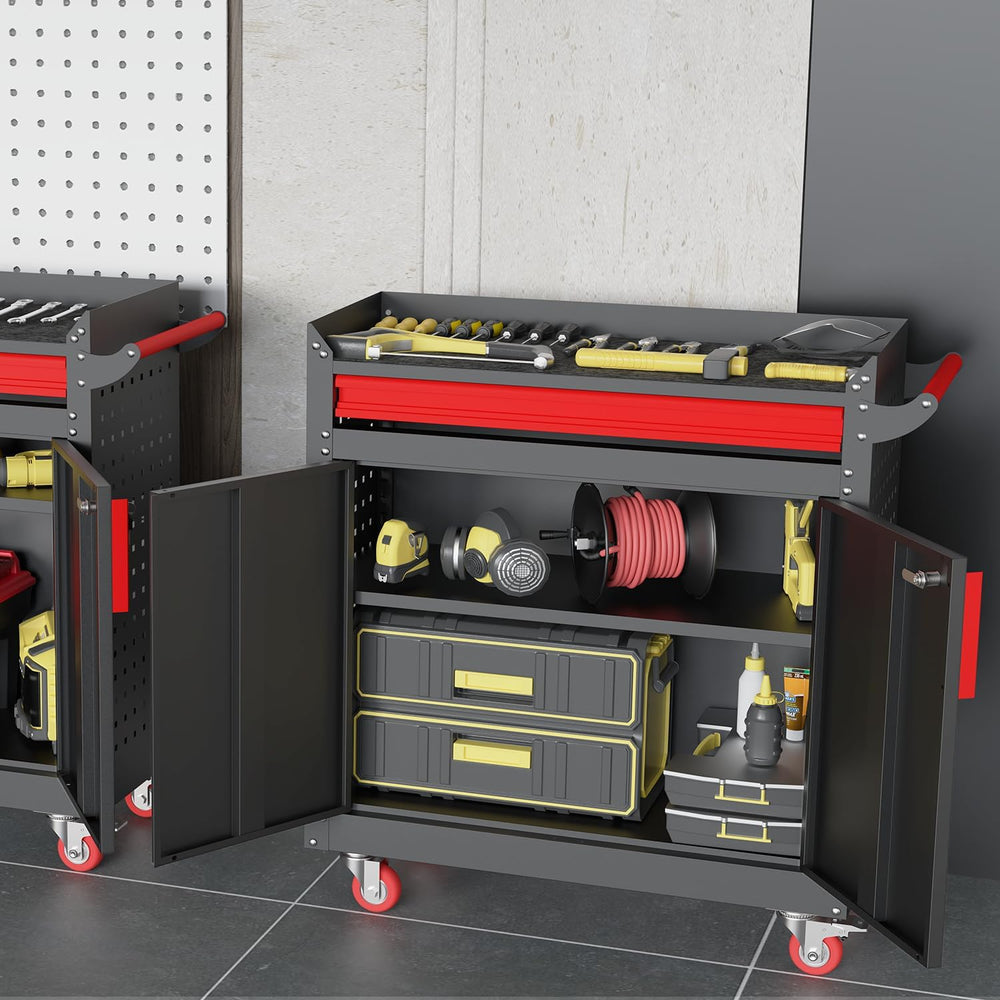 Kelueo Metal Garage Storage Cabinet with Wheels,Lockable Storage Cabinets wit...