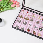 Stratalife Earring Organizer Velvet Jewelry Organizer Box Jewelry Display Storage Tray Ring Case with Clasp for Women 24 Grid (Pink Black)