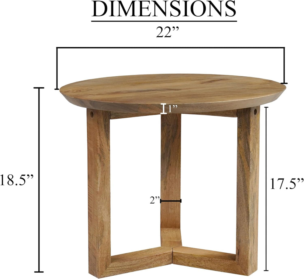 TUP THE URBAN PORT Nina 18.5" Round Handcrafted Side End Table | Natural...
