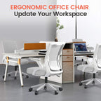 GTPLAYER Ergonomic Office Chair with Flip-up Armrests Executive Computer Chair for Home Office, Breathable Mesh & Comfy Lumbar Support, Moon Gray