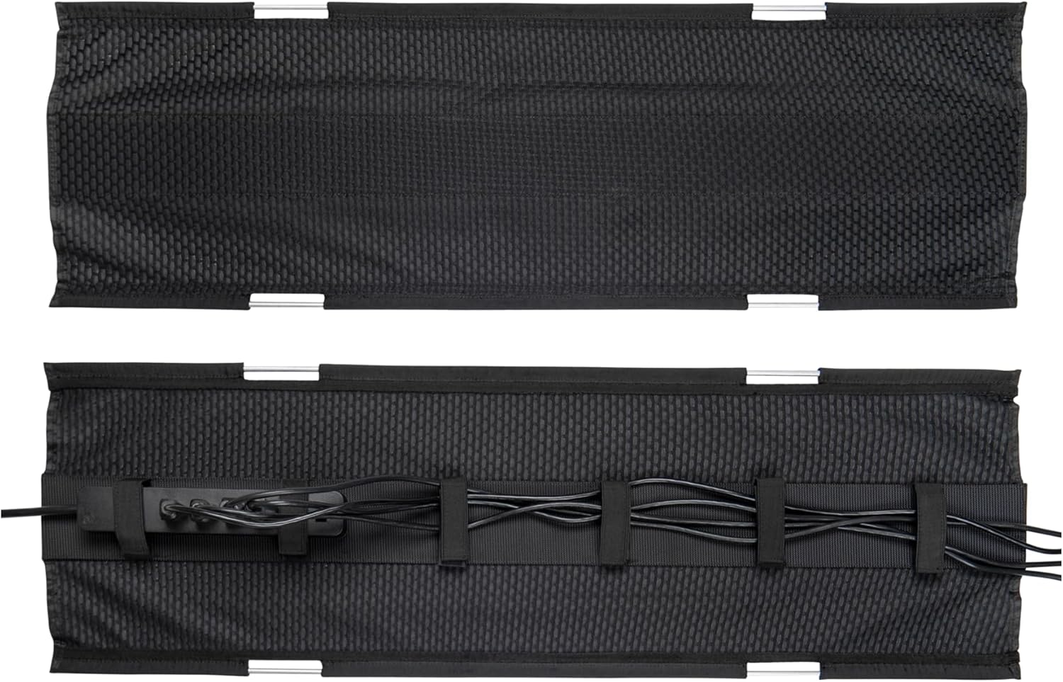 PERFECT POSTURE Mesh Cable Organizer – Under Desk Cable Management with Adjustable Straps, Flexible Mesh, Easy-Access Design, & Standing Desk Compatible – 37.4” (Black)
