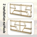 79in Large Wall Mounted Wine Rack 4 Tier Metal Wine Bottle Holder Modern Diamond Design Floating Bar Liquor Bottles Storage Rack for Home Restaurant Bar Decorative (Gold, 4 Tier - 79in)