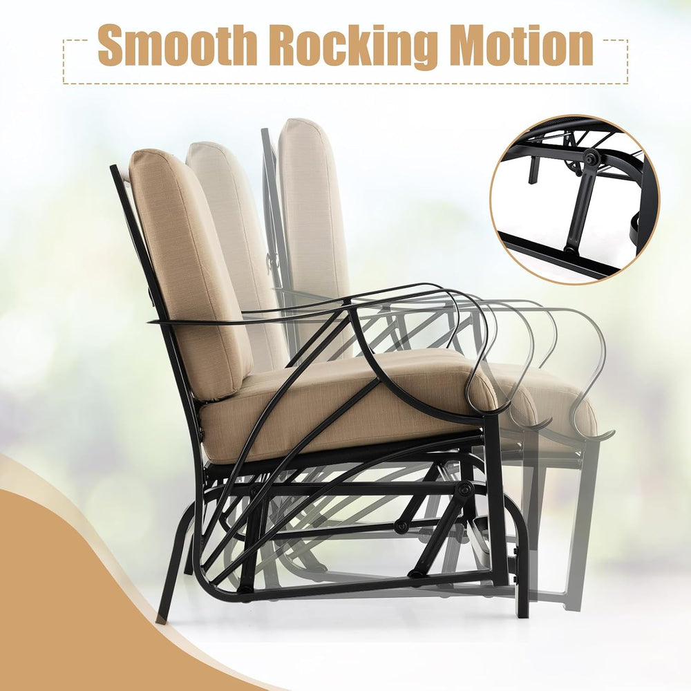 GIANTEX Patio Glider, Outdoor Rocking Chair with Thick Cushion | Sprayed Meta...