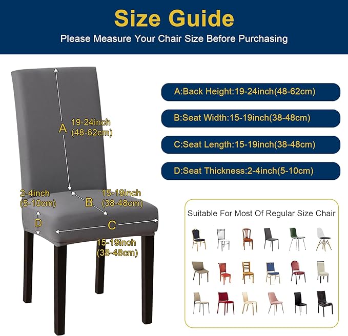 Chair Covers, Stretch Kitchen Chair Covers/Dining Room Chair Covers Set of 8, Removable Washable Dining Chair Slipcovers for Home, Hotel, Banquet