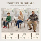 Dining Chairs Set of 2, Modern Dining Room Chairs with Wooden Legs, Upholstered Kitchen Farmhouse Parsons Chairs for Restaurant & Cafe- Gray