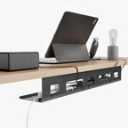 Under Desk Cable Management Tray, 31.5 Inches Metal Cord Organizer Rack, Desk Tray for Power Strip, Cord, Wire, Easy Mounting Cable Management Under Table for Home Office, Black