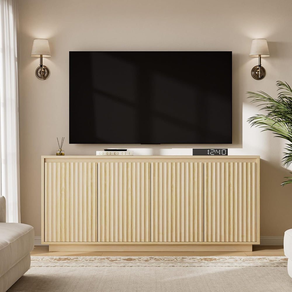 Lulive 63" Fluted Buffet Cabinet Sideboard with Storage Credenza 4 Doors...